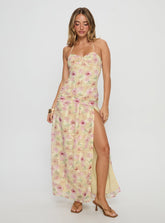 Deserae Halter Maxi Dress Floral Multi