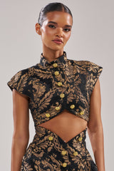 KAYLA BROCADE LONG SLEEVE BLOUSE