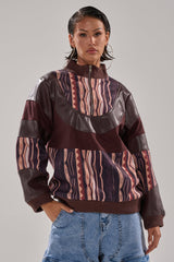 CRAZY IN LOVE FAUX LEATHER SWEATSHIRT