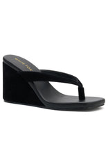 Grace Wedge Black Faux Suede