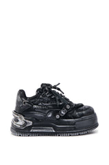 KOI FOOTWEAR METAMORPHOSIS BLACK FLAT DISTRESSED SNEAKER