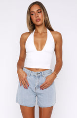 Keep It Brief Denim Shorts Light Blue