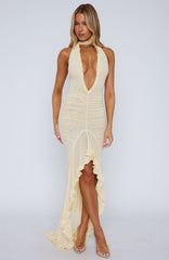 Let It Ride Halter Maxi Dress Lemon