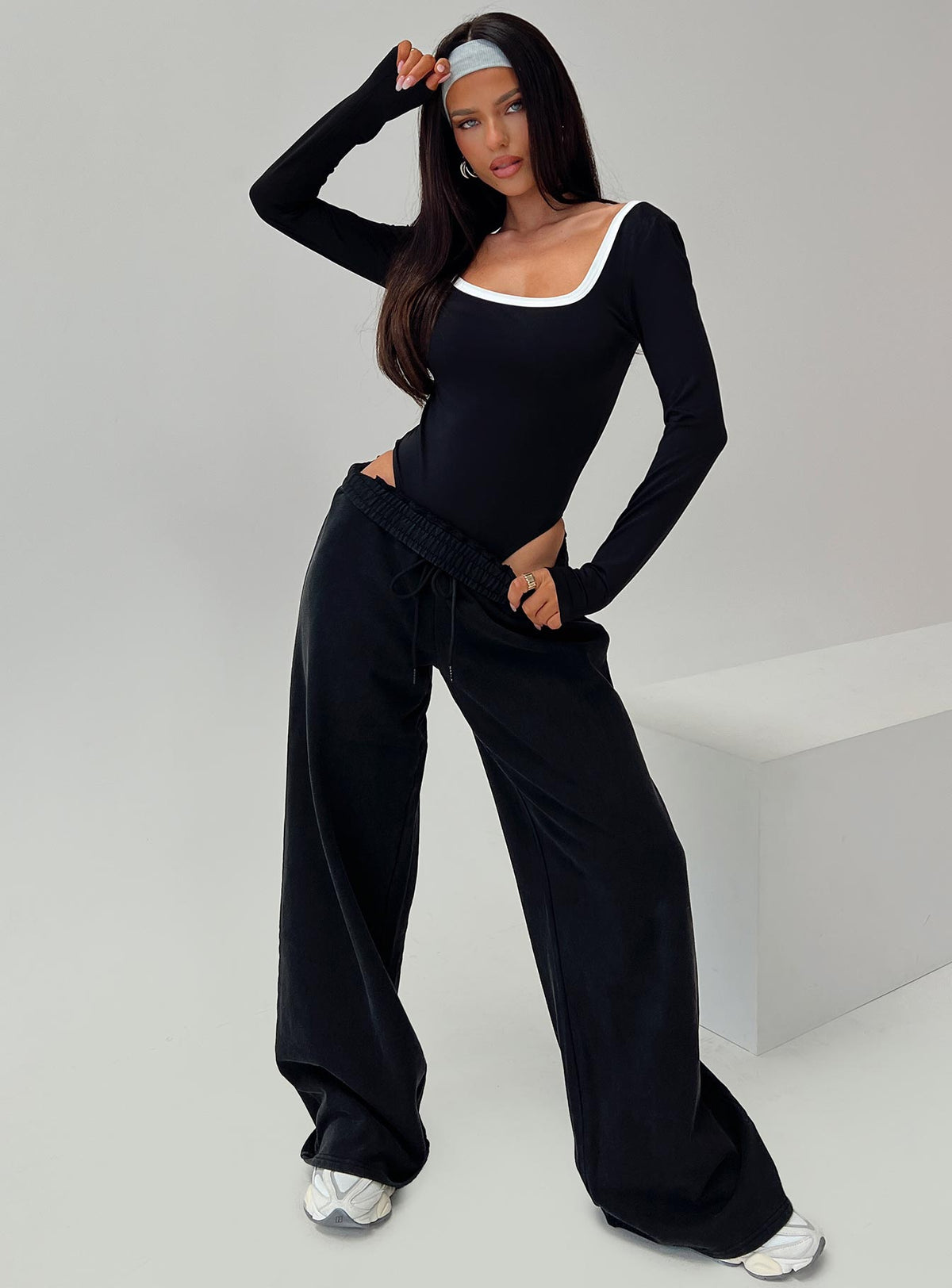 Ender Contrast Trim Bodysuit Black