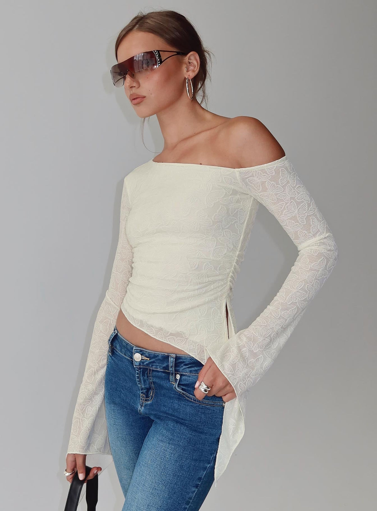 Face Card Long Sleeve Top Cream