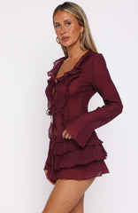 Your Status Long Sleeve Blouse Burgundy