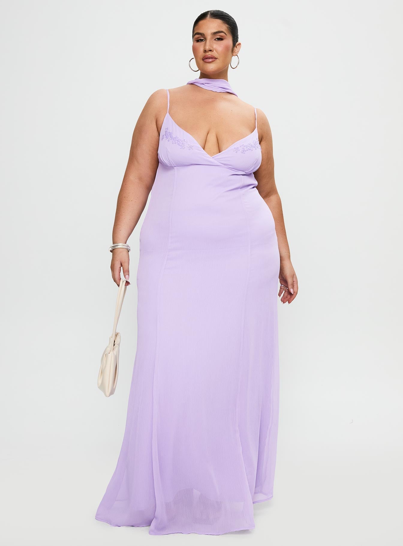 Jadira Scarf Maxi Dress Purple Curve