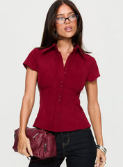 Cottesloe Cord Blouse Top Wine