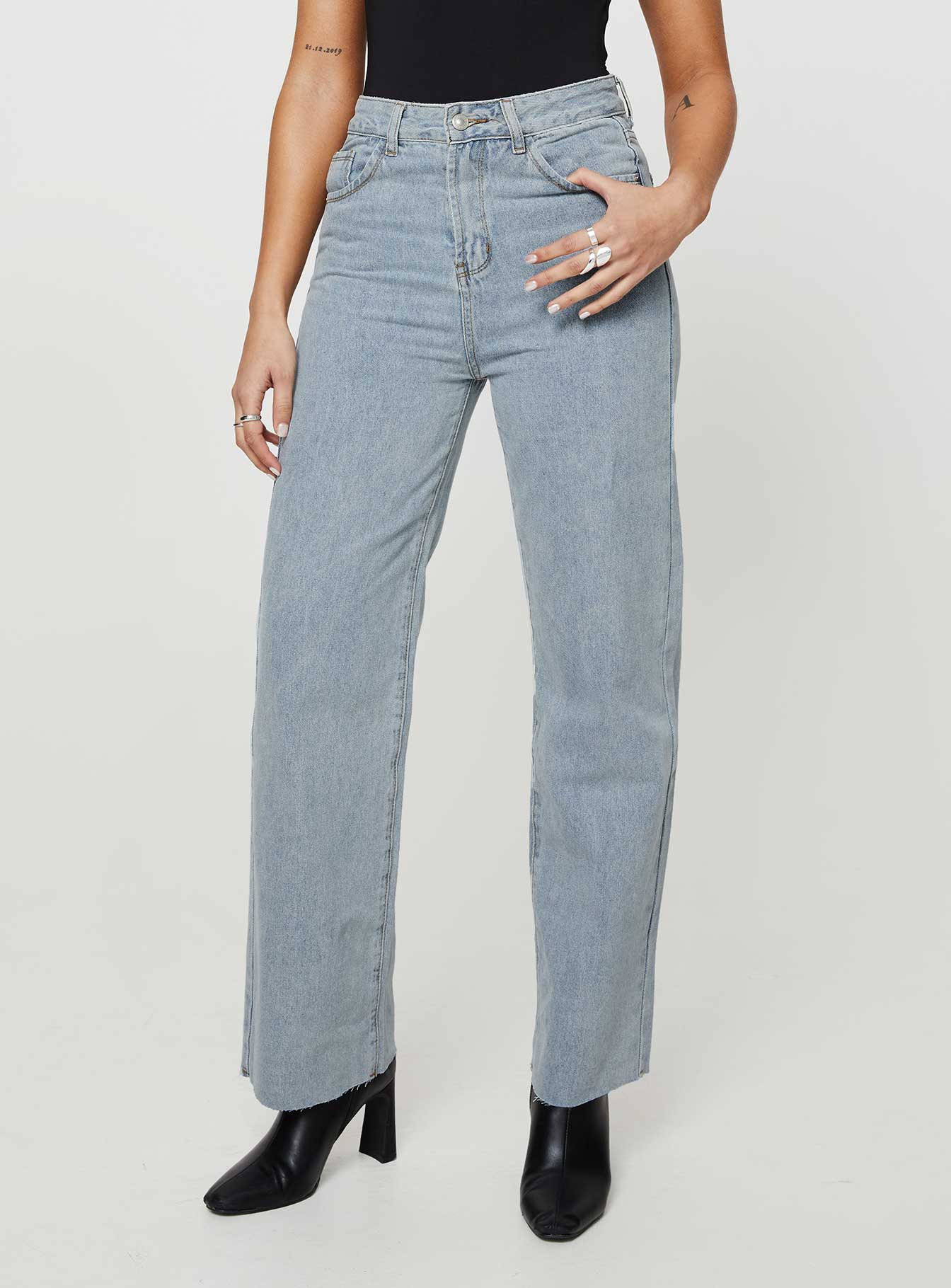 Kalinda High Rise Straight Leg Jeans Blue