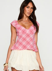 Jazz Club Top Pink Check