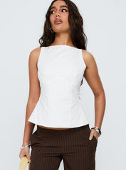 Inner Glow Open Back Top White
