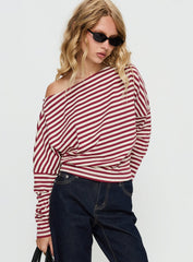 Deora Cinched Long Sleeve Top Red Stripe