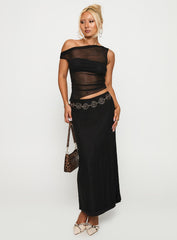 Aristocrat One Shoulder Mesh Set Black