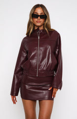 Tell Me Nothing PU Mini Skirt Burgundy