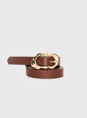 Capeside Faux Leather Belt Brown / Gold