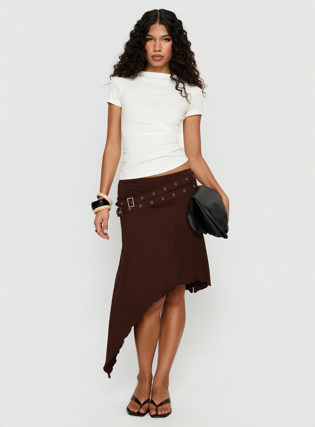 Chelese Cut Out Ruched Top White