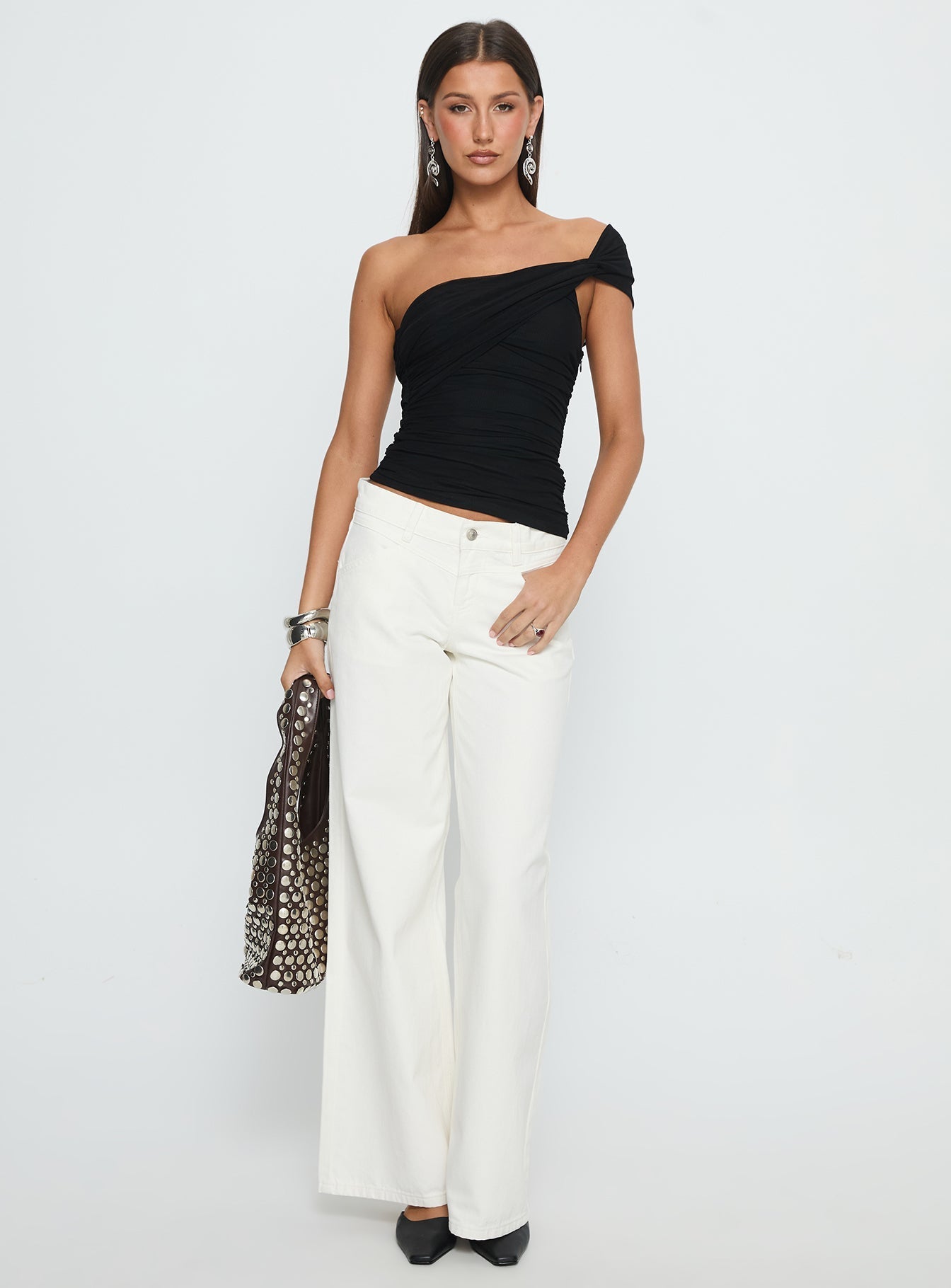 Keandra One Shoulder Top Black