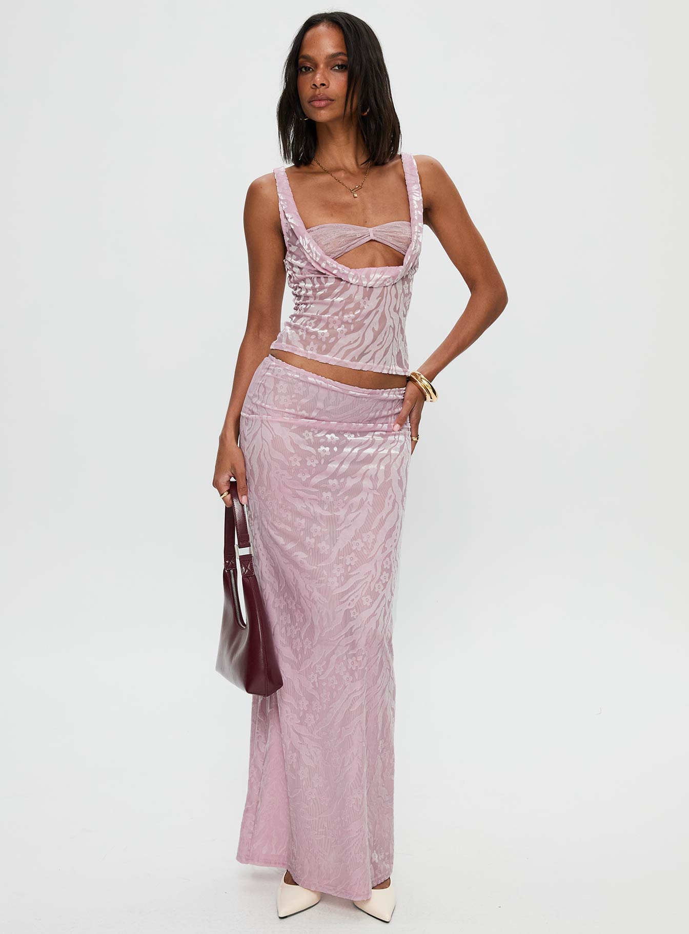 Kalei Maxi Skirt Pink Floral
