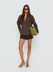 Ivara Long Sleeve Shirt Brown Stripe