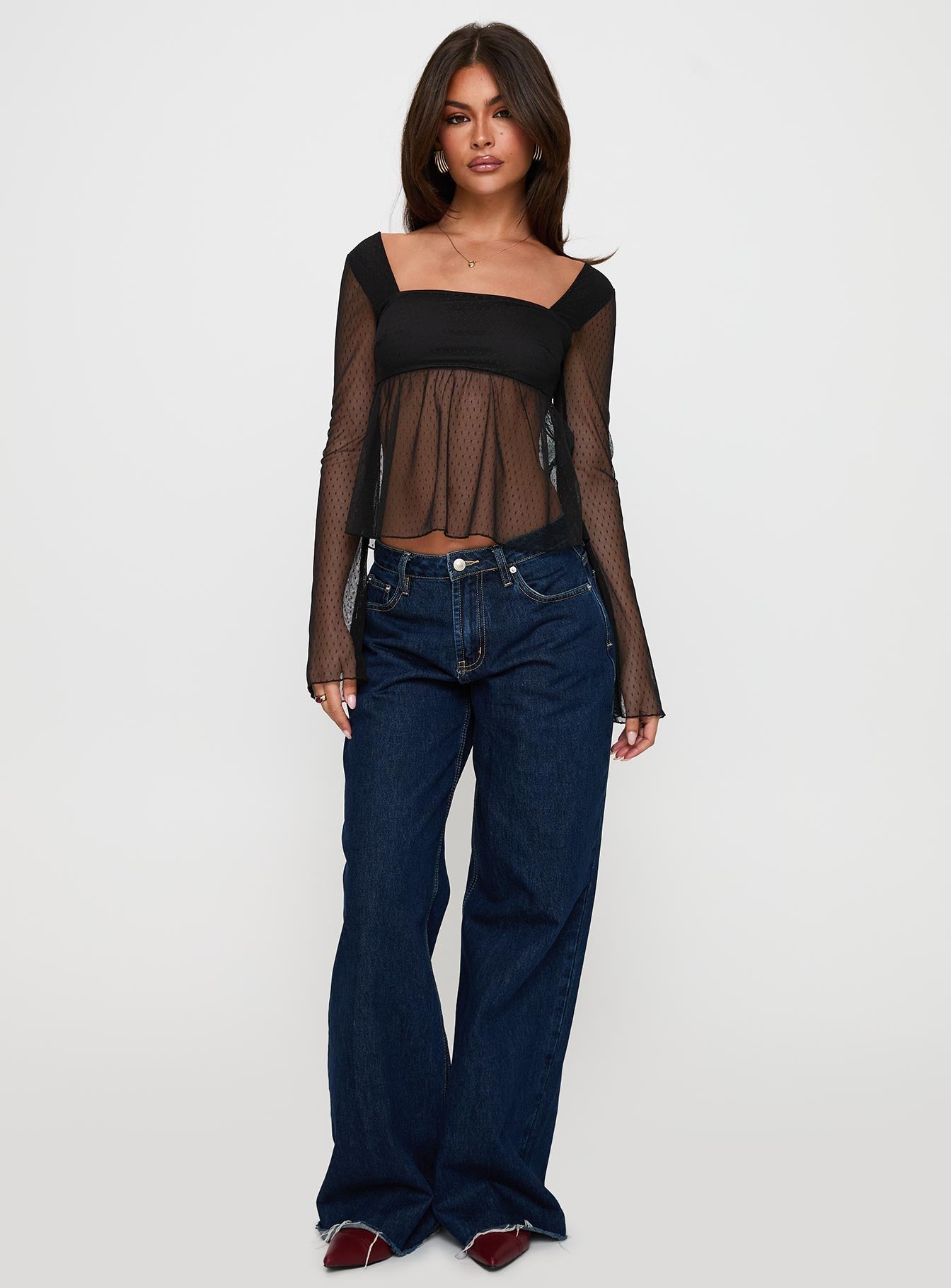 Fiorello Long Sleeve Top Black