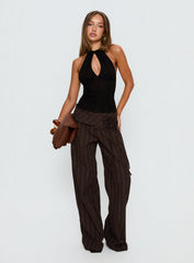 Call You Up Keyhole Backless Top Black