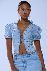 HALEY EMBELLISHED SEQUIN BLOUSE