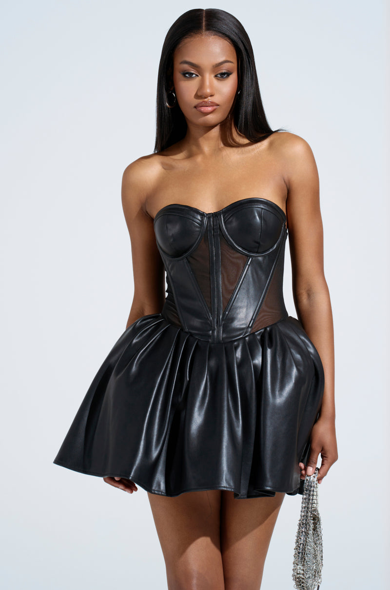 QUEEN OF IT ALL PU MINI DRESS