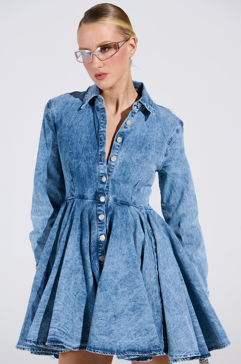 THE IT GIRL MINI DRESS IN DENIM