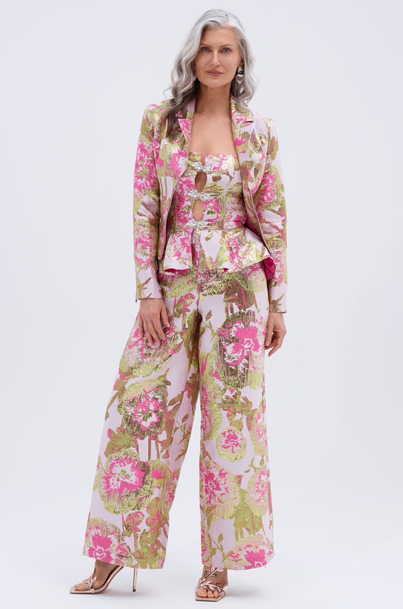 LOVELY FLORAL BROCADE BLOUSE