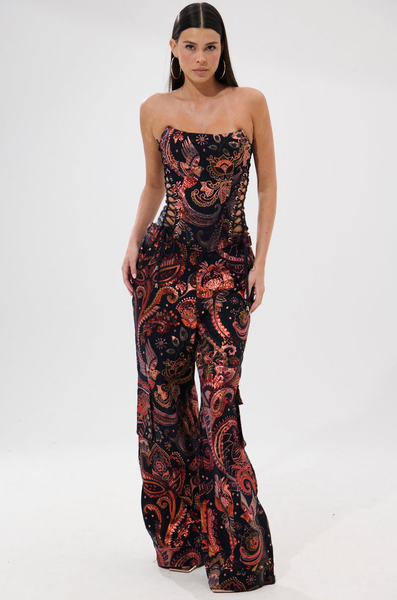 FALL VIBES BROCADE TROUSER