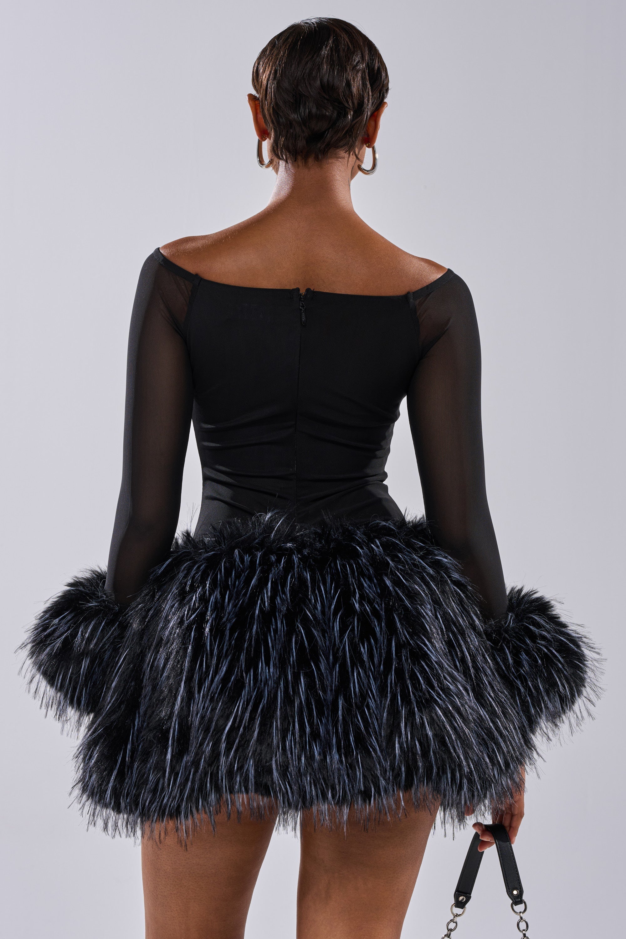 KELYN CALLED FUR MINI DRESS