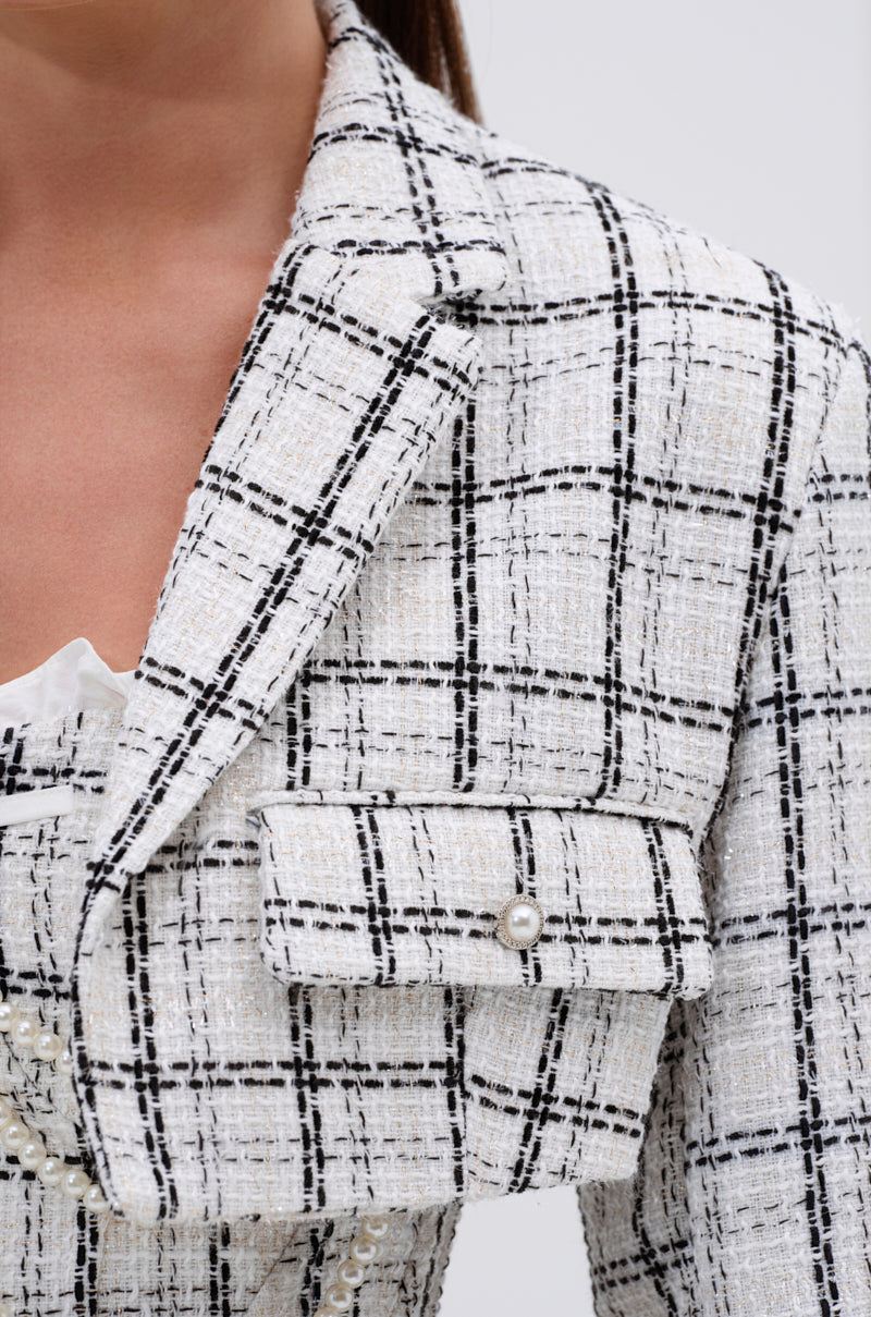 HEAVEN SENT CROPPED TWEED BLAZER