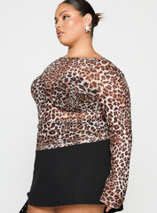Believe Me Long Sleeve Top Leopard Curve