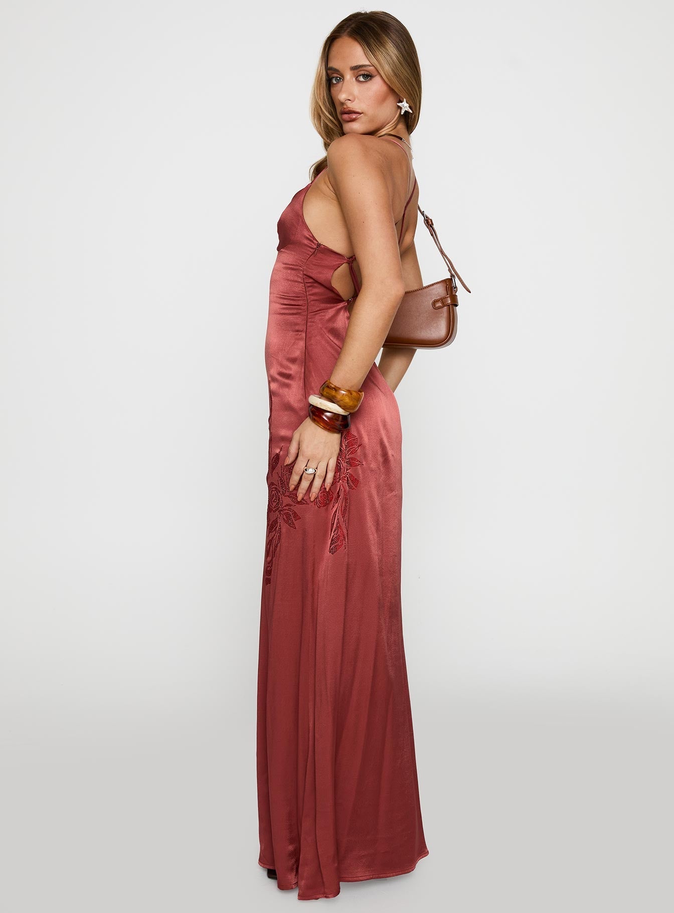 Catch You Up Beaded Maxi Dress Red