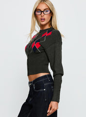 Head In The Clouds Knit Cardigan Grey Argyle