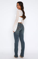 Wait For No One Low Rise Bootleg Jeans Mid Vintage Blue