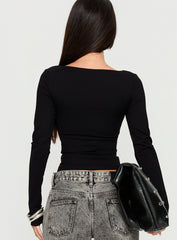 Evangelene Long Sleeve Top Black