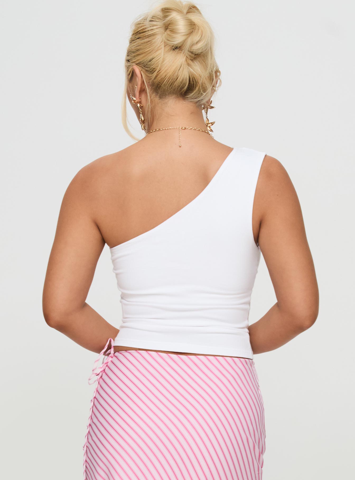 Huxlee One Shoulder Top White Floral