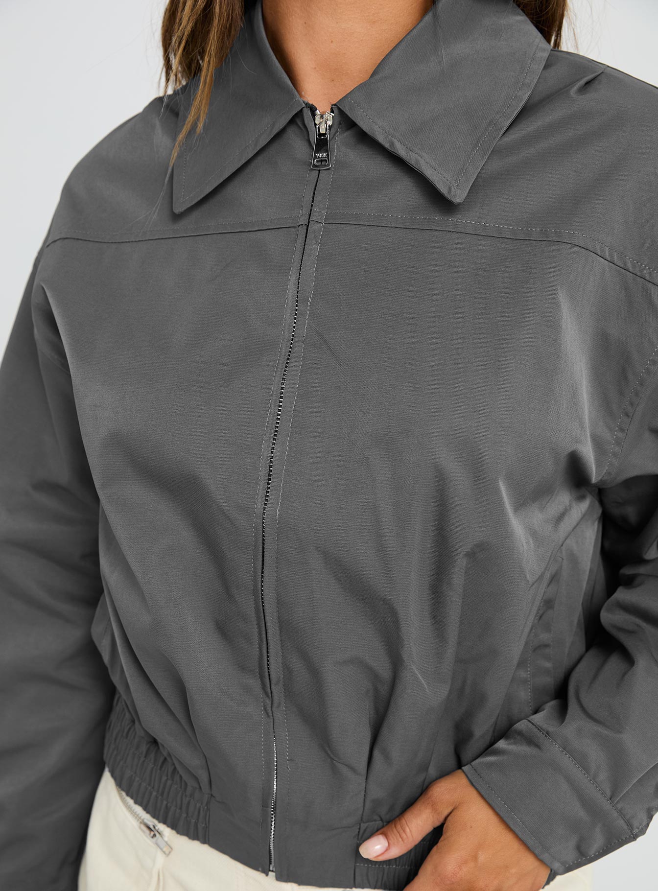 Call You Up Bomber Jacket Charcoal