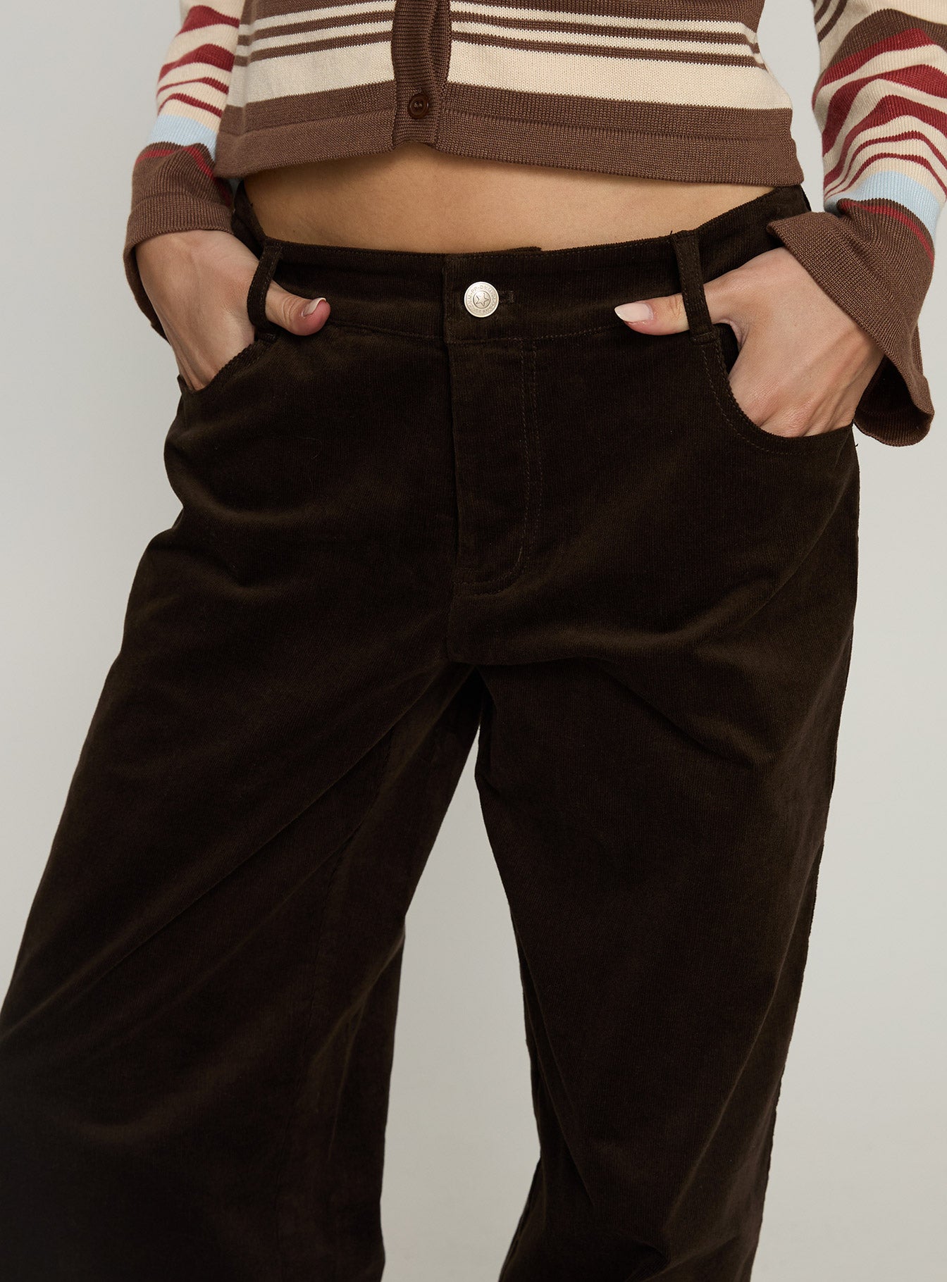 Kenza Wide Leg Corduroy Pant Brown