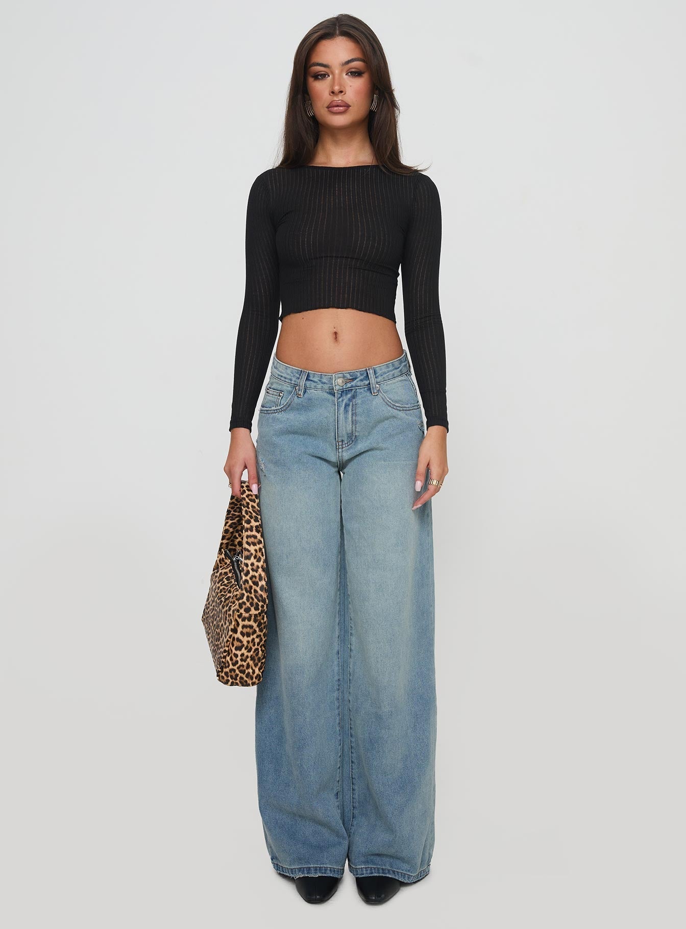Demie Mid Rise Wide Leg Jeans Light Blue Wash