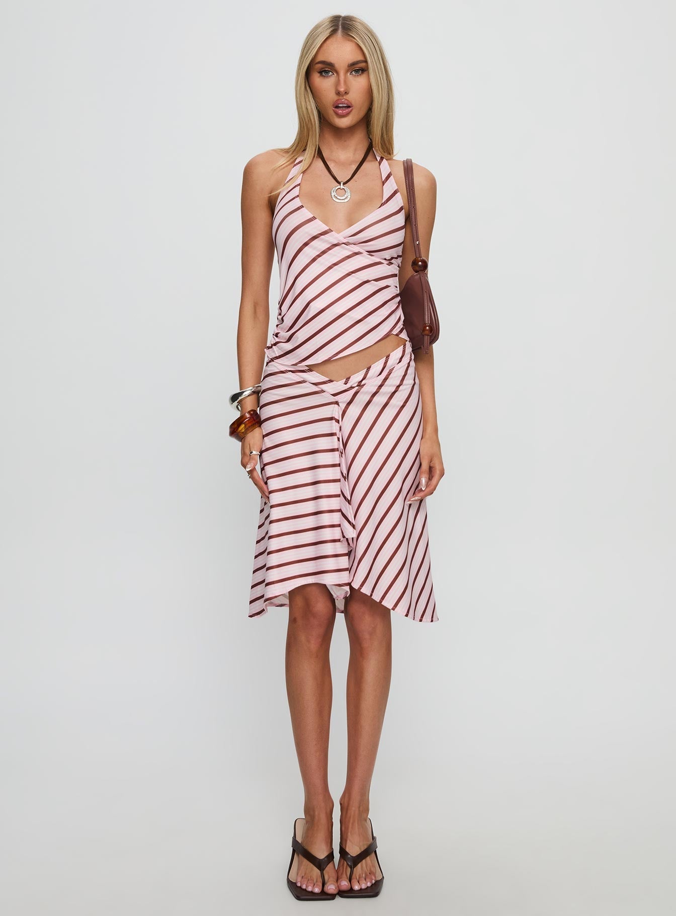 Fayez Top Diagonal Pink Stripe
