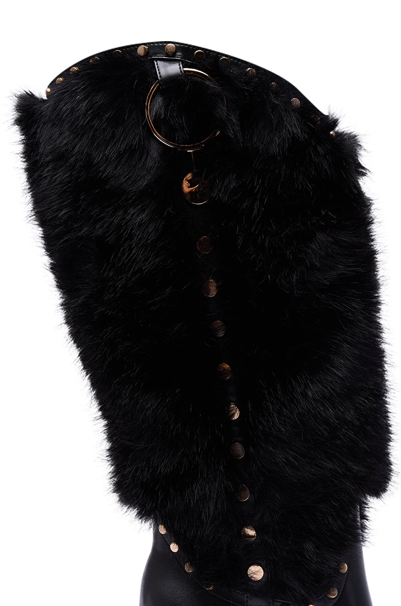 AZALEA WANG ALISETTE BLACK FUR BOOT