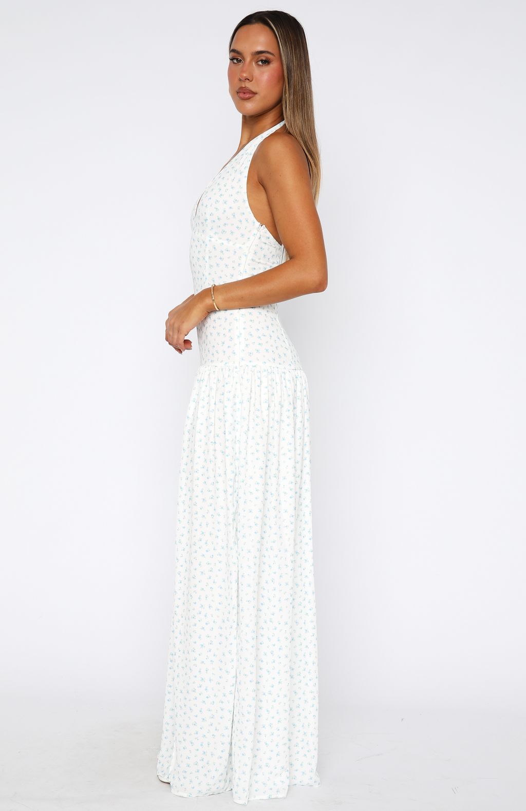 Sweet Temptation Halter Maxi Dress Bluebelle