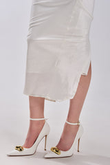 AZALEA WANG ESMARIA WHITE METAL EMBELLISHED PUMP