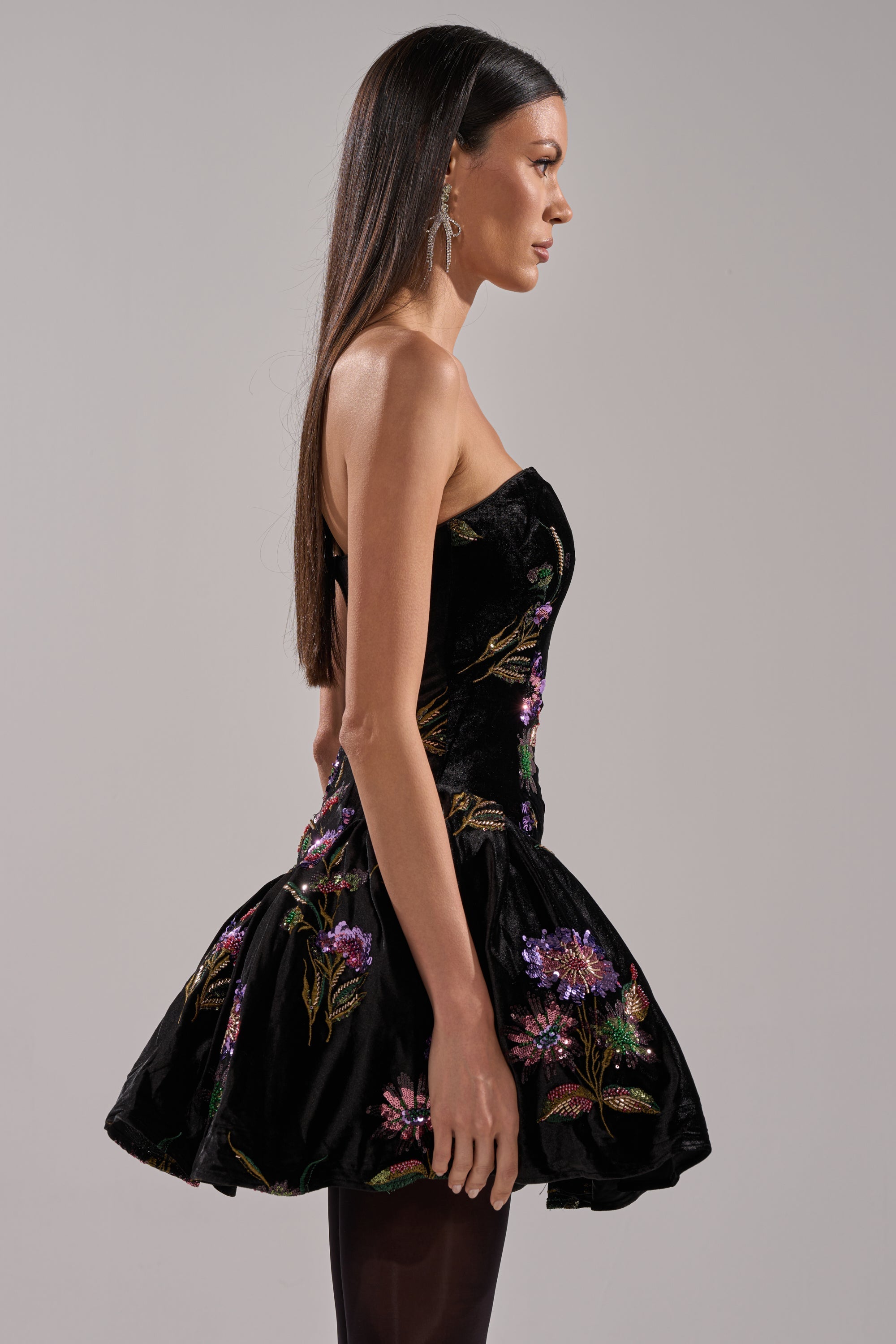 LATE NIGHT GARDEN PARTY VELVET MINI DRESS