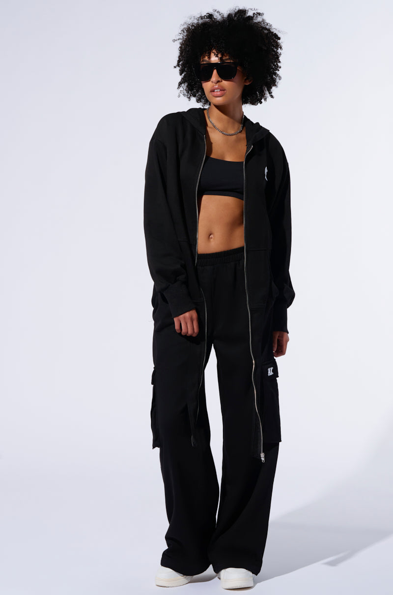 TAKE THE LONG WAY OVERSIZED ZIP UP HOODIE