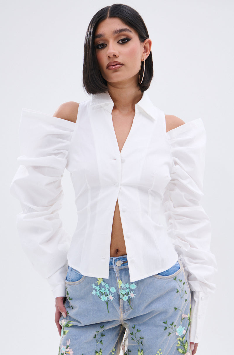 CRAZY IN LOVE BUTTON DOWN BLOUSE