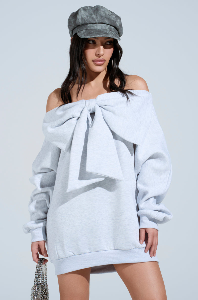 WHO ME? BOW FRONT SWEATSHIRT DRESS