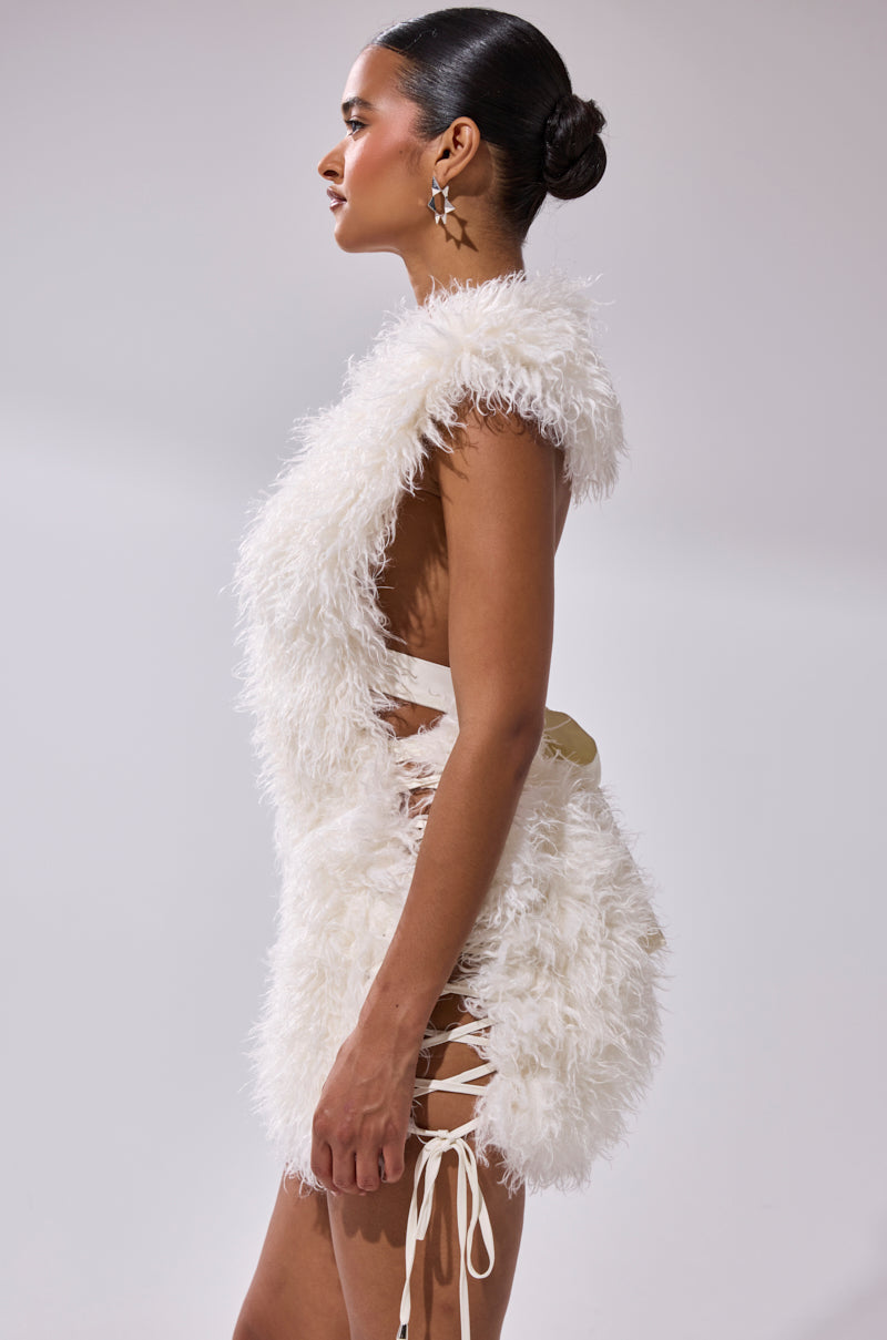 CALL ME CRAZY FUR MINI DRESS